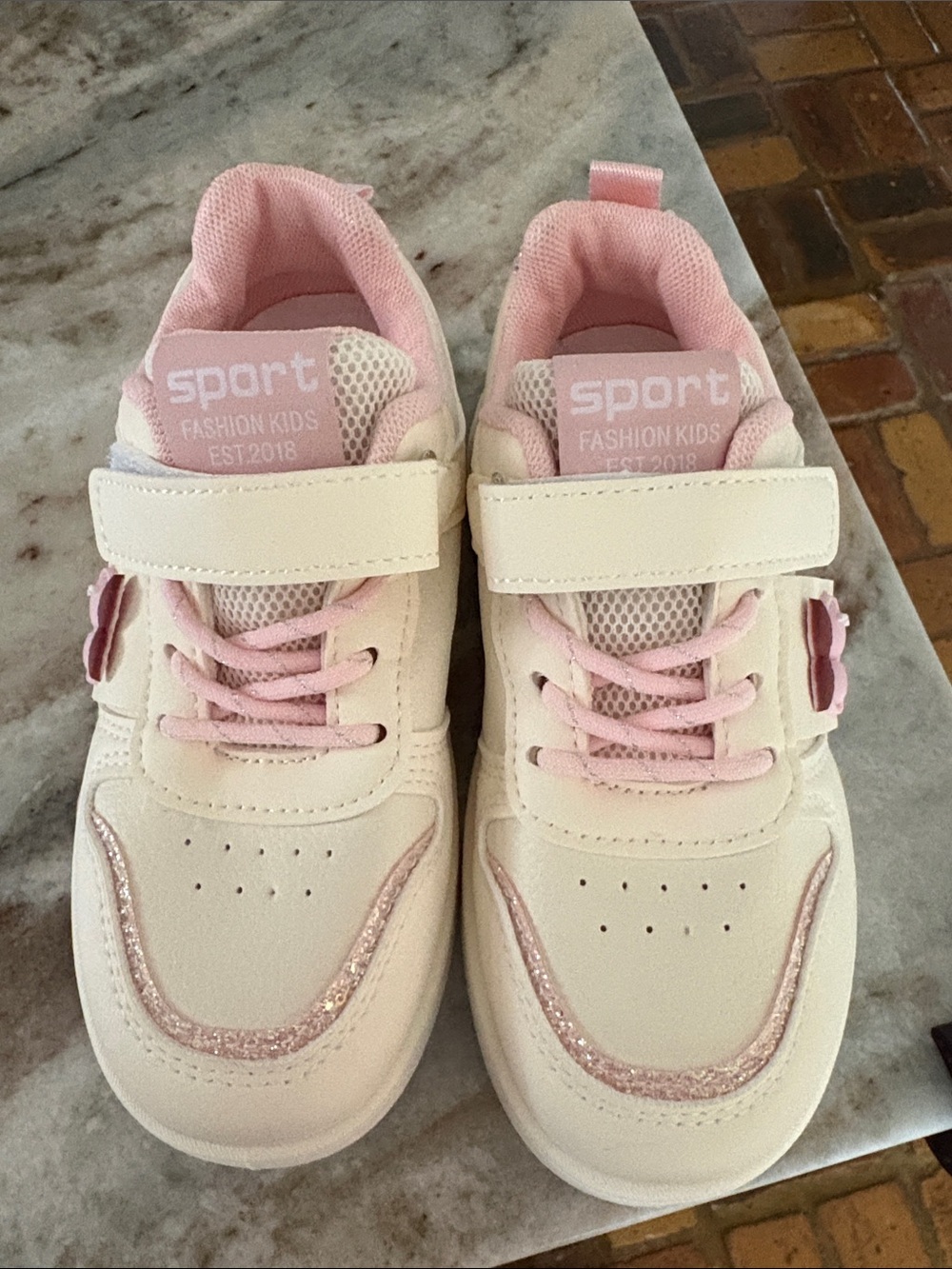 Sporto Kids Pink and Cream Glitter Velcro Sneakers